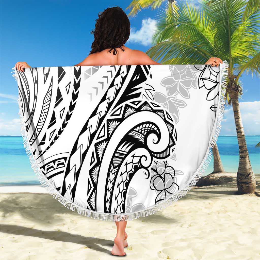 Polynesia Plumeria Lei Beach Blanket White Curves Motif LT7 - Polynesian Pride