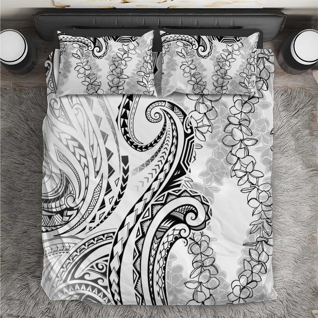 Polynesia Plumeria Lei Bedding Set White Curves Motif LT7 White - Polynesian Pride