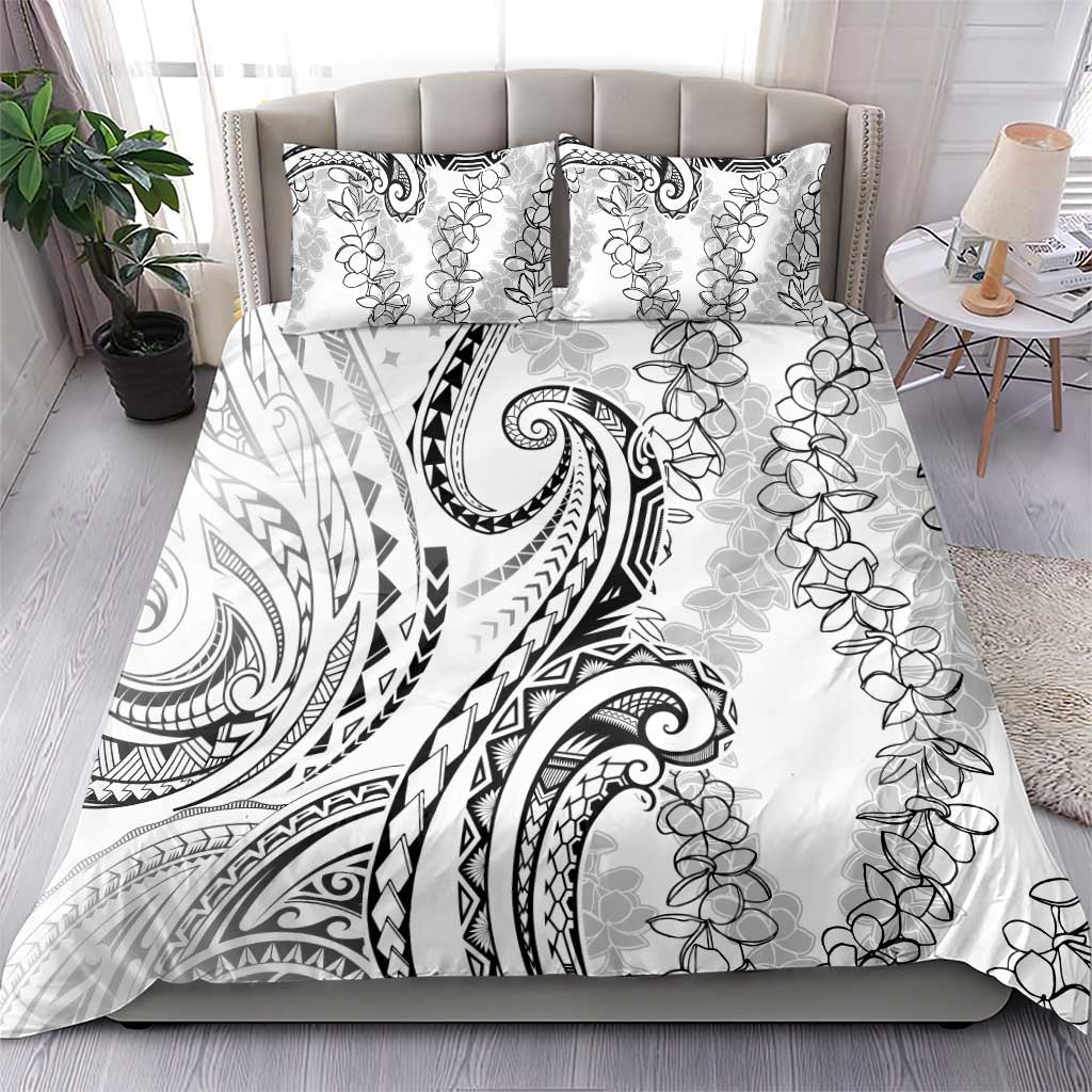 Polynesia Plumeria Lei Bedding Set White Curves Motif LT7 - Polynesian Pride