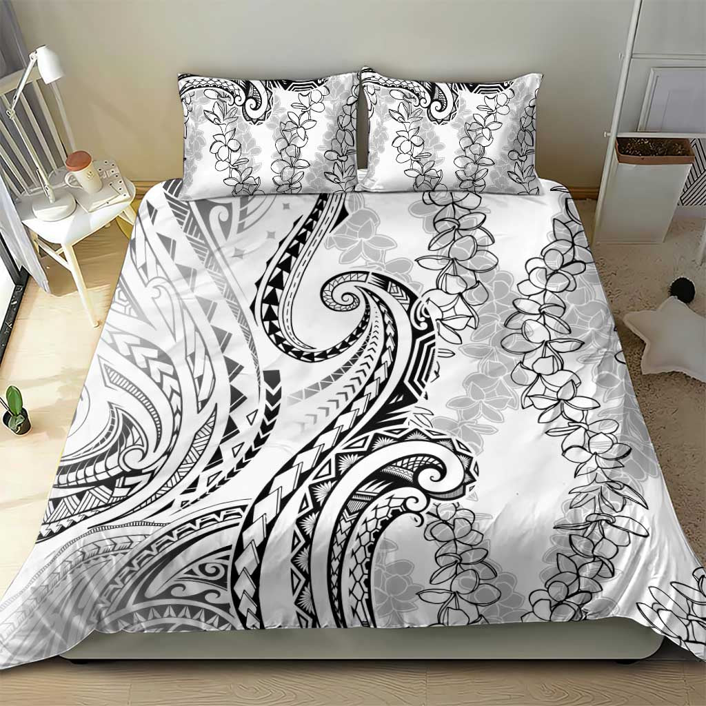 Polynesia Plumeria Lei Bedding Set White Curves Motif LT7 - Polynesian Pride