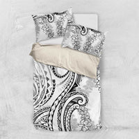 Polynesia Plumeria Lei Bedding Set White Curves Motif LT7 US Twin 172cm x 218cm White - Polynesian Pride