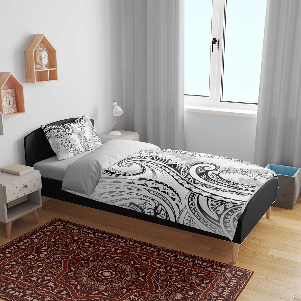 Polynesia Plumeria Lei Bedding Set White Curves Motif LT7 - Polynesian Pride