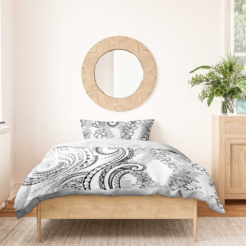 Polynesia Plumeria Lei Bedding Set White Curves Motif LT7 - Polynesian Pride