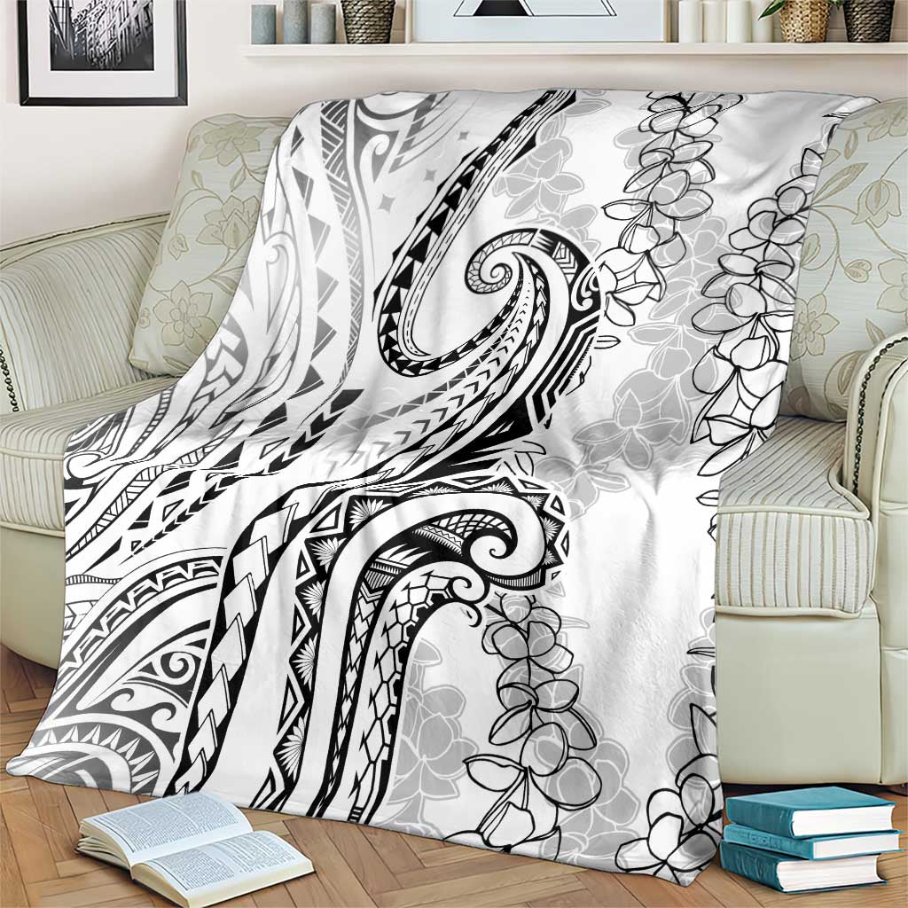 Polynesia Plumeria Lei Blanket White Curves Motif LT7 - Polynesian Pride