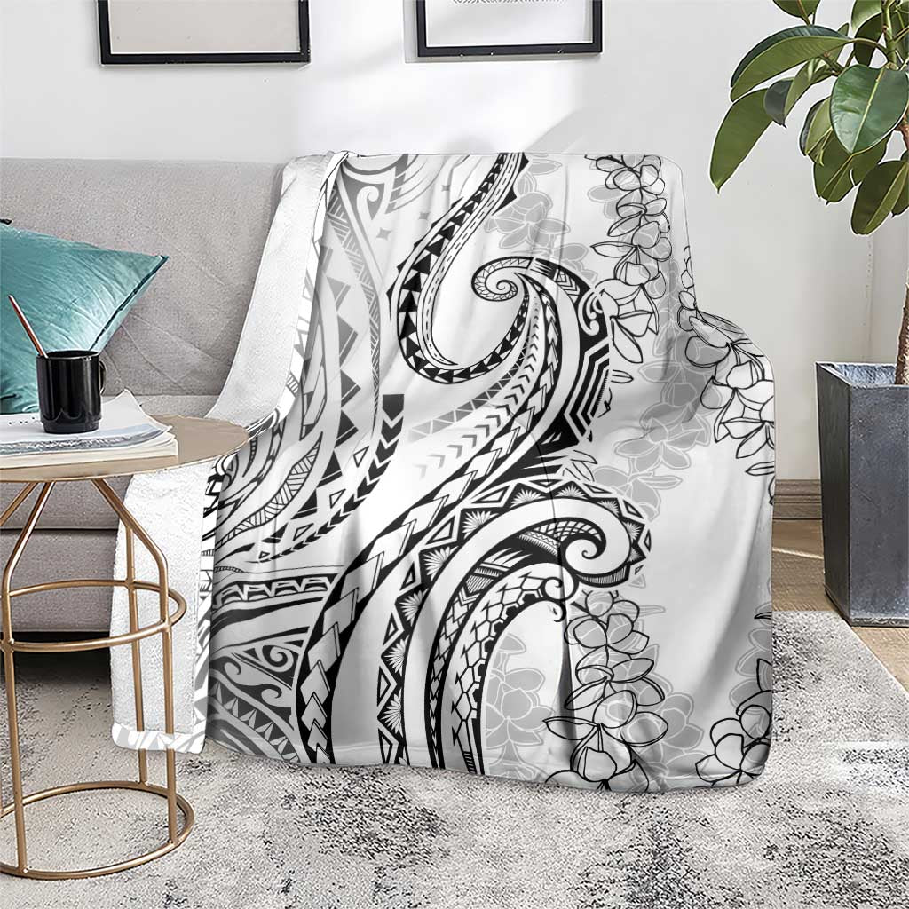 Polynesia Plumeria Lei Blanket White Curves Motif LT7 - Polynesian Pride