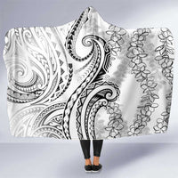 Polynesia Plumeria Lei Hooded Blanket White Curves Motif LT7 One Size White - Polynesian Pride