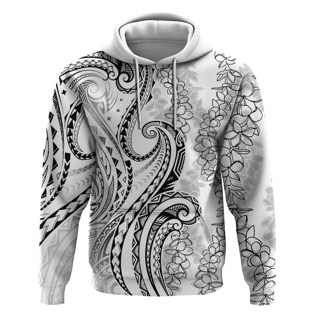 Polynesia Plumeria Lei Hoodie White Curves Motif LT7 Pullover Hoodie White - Polynesian Pride
