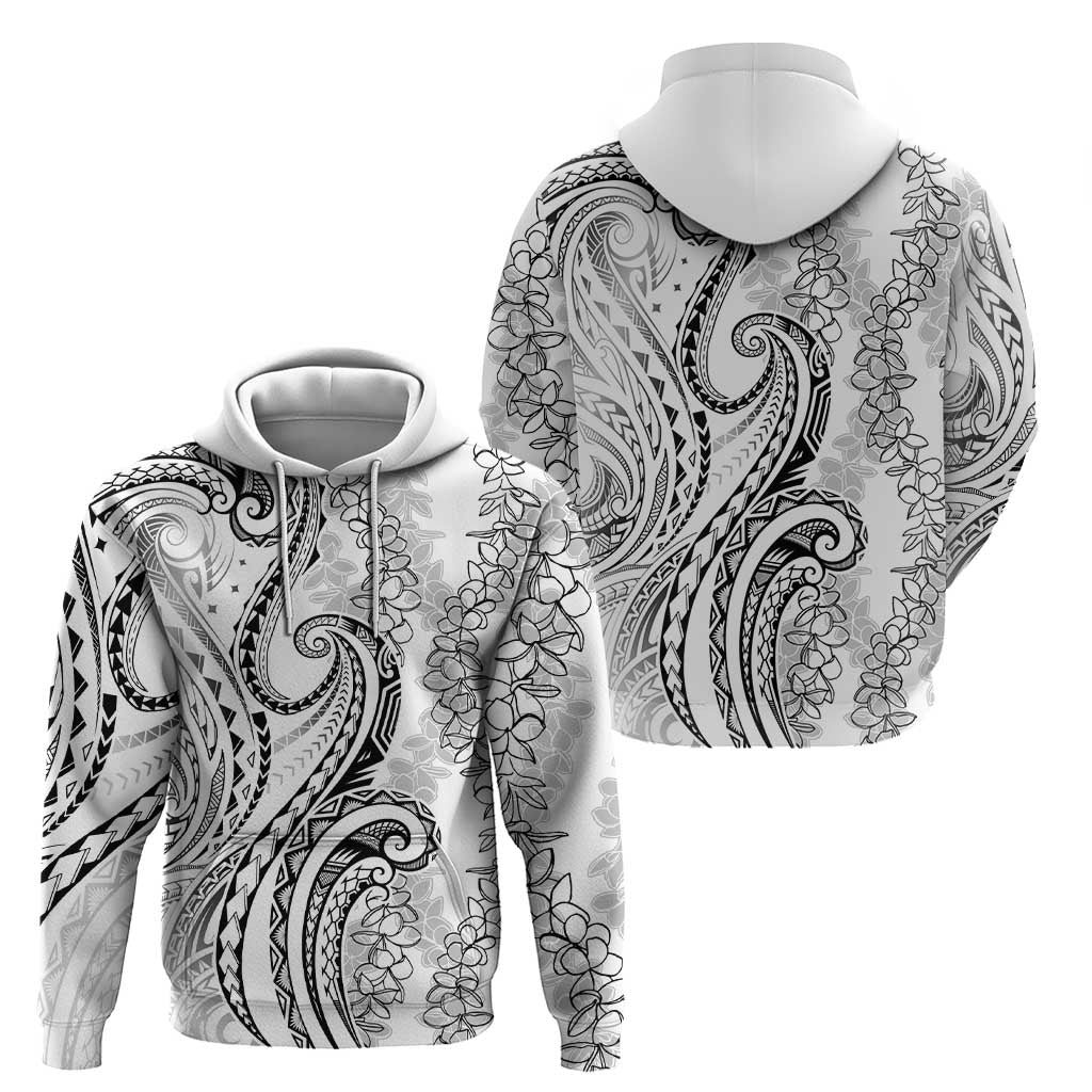 Polynesia Plumeria Lei Hoodie White Curves Motif LT7 - Polynesian Pride