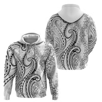 Polynesia Plumeria Lei Hoodie White Curves Motif LT7 - Polynesian Pride