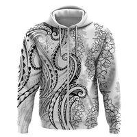 Polynesia Plumeria Lei Hoodie White Curves Motif LT7 Zip Hoodie White - Polynesian Pride