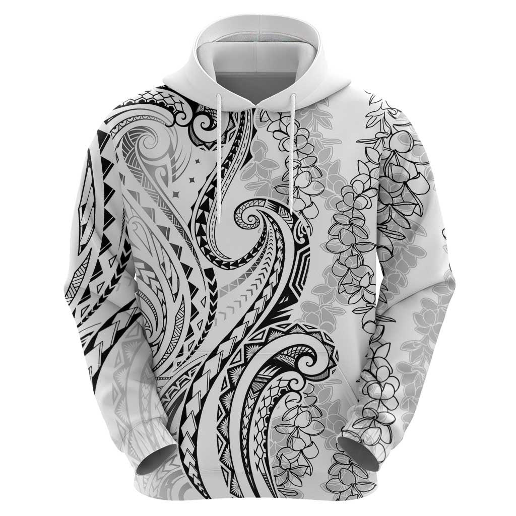 Polynesia Plumeria Lei Hoodie White Curves Motif LT7 - Polynesian Pride