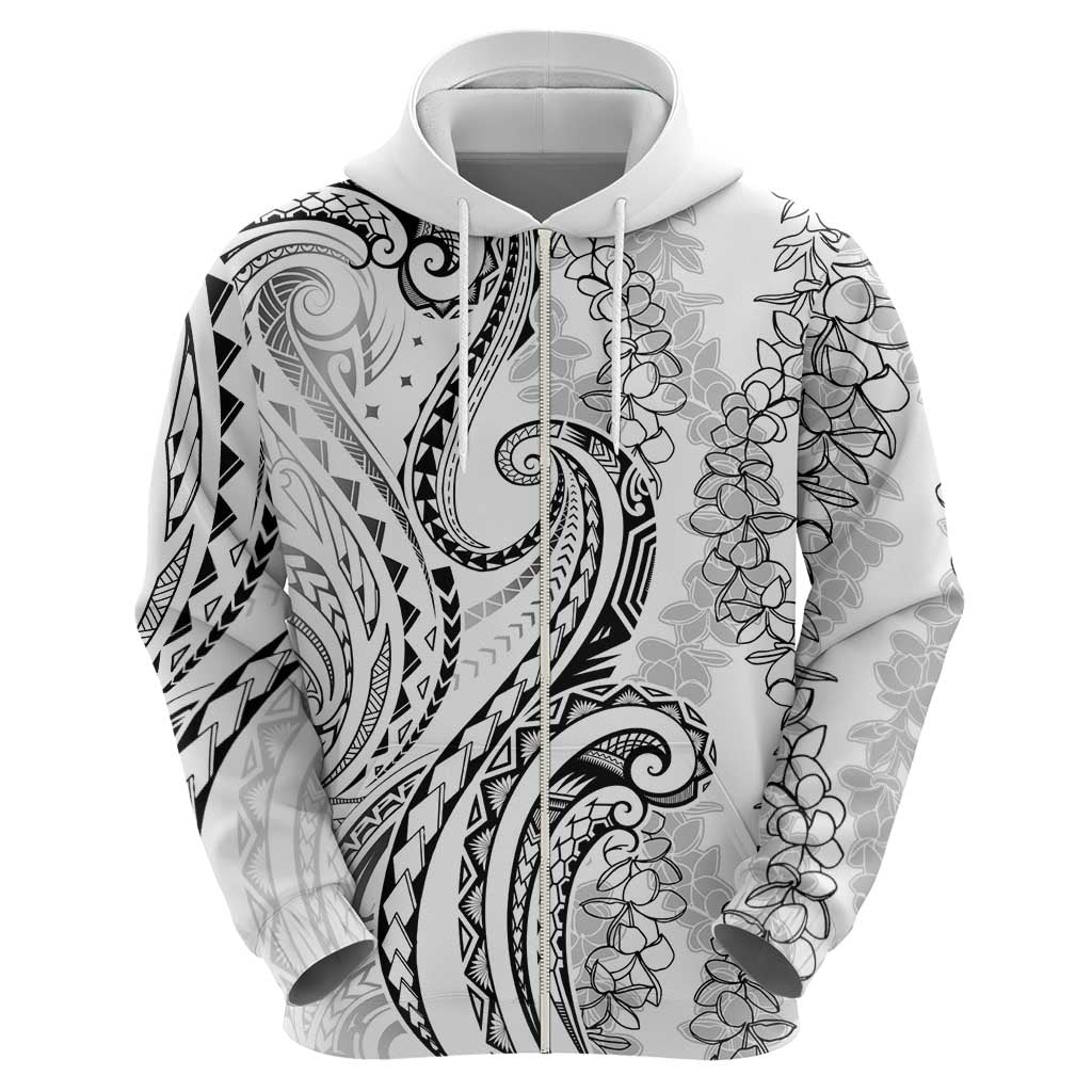 Polynesia Plumeria Lei Hoodie White Curves Motif LT7 - Polynesian Pride