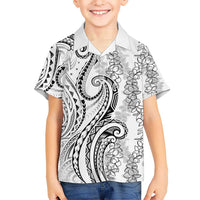 Polynesia Plumeria Lei Kid Hawaiian Shirt White Curves Motif LT7 Kid White - Polynesian Pride