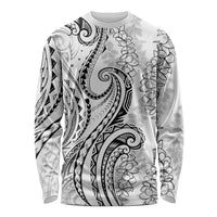 Polynesia Plumeria Lei Long Sleeve Shirt White Curves Motif LT7 Unisex White - Polynesian Pride