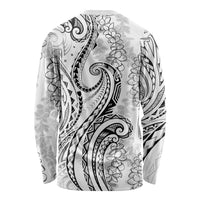 Polynesia Plumeria Lei Long Sleeve Shirt White Curves Motif LT7 - Polynesian Pride