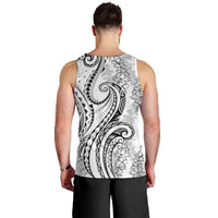 Polynesia Plumeria Lei Men Tank Top White Curves Motif LT7 - Polynesian Pride