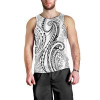 Polynesia Plumeria Lei Men Tank Top White Curves Motif LT7 - Polynesian Pride