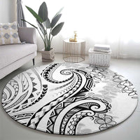 Polynesia Plumeria Lei Round Carpet White Curves Motif LT7 - Polynesian Pride