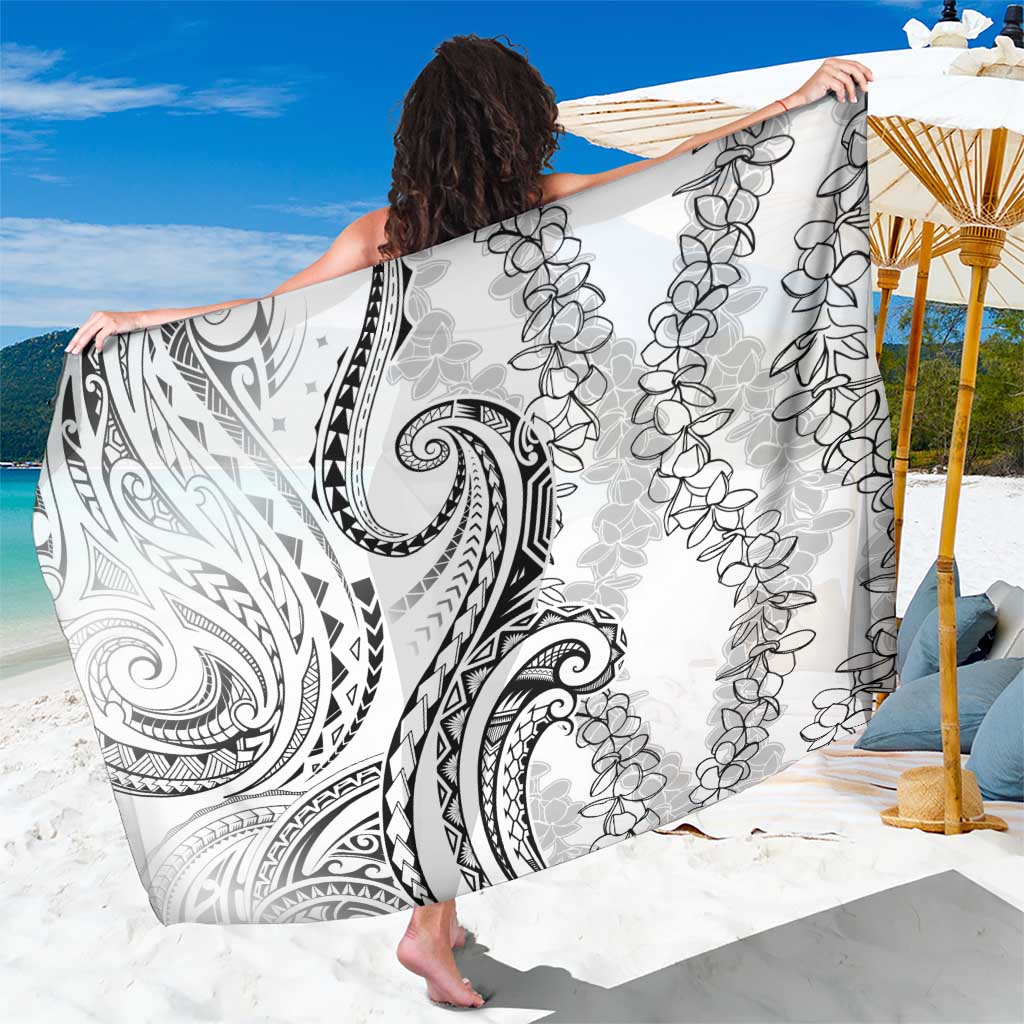 Polynesia Plumeria Lei Sarong White Curves Motif LT7 One Size 44 x 66 inches White - Polynesian Pride