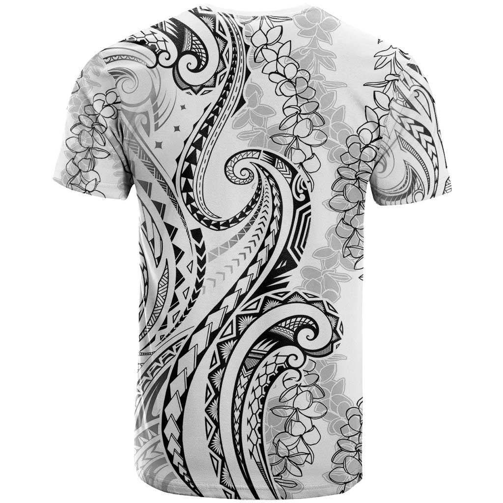 Polynesia Plumeria Lei T Shirt White Curves Motif LT7 - Polynesian Pride