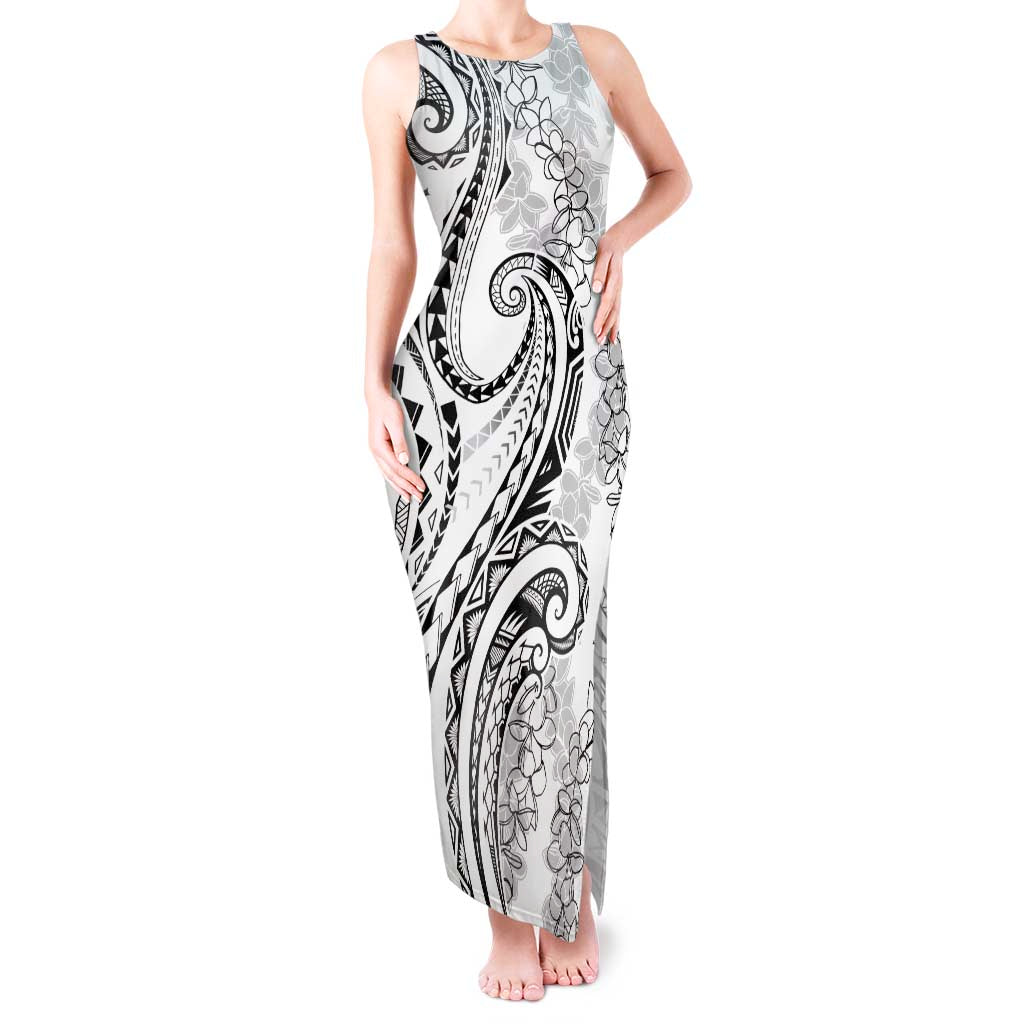 Polynesia Plumeria Lei Tank Maxi Dress White Curves Motif LT7 Women White - Polynesian Pride