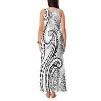 Polynesia Plumeria Lei Tank Maxi Dress White Curves Motif LT7 - Polynesian Pride