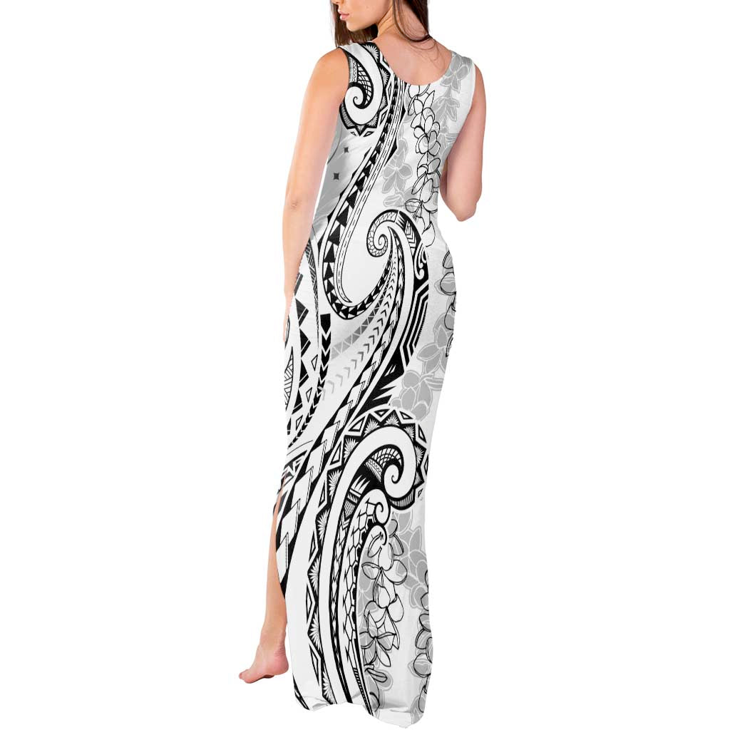 Polynesia Plumeria Lei Tank Maxi Dress White Curves Motif LT7 - Polynesian Pride