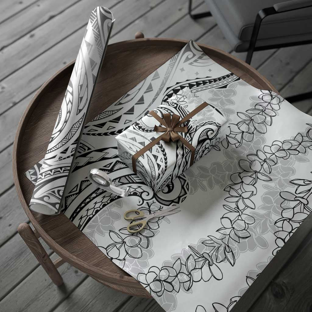 Polynesia Plumeria Lei Wrapping Paper White Curves Motif LT7 - Polynesian Pride