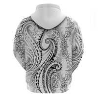 Polynesia Plumeria Lei Zip Hoodie White Curves Motif LT7 - Polynesian Pride