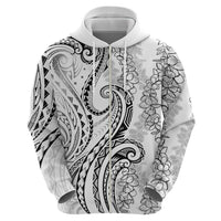 Polynesia Plumeria Lei Zip Hoodie White Curves Motif LT7 - Polynesian Pride