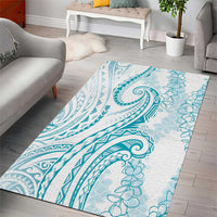 Polynesia Plumeria Lei Area Rug White Turquoise Curves Motif LT7 - Polynesian Pride