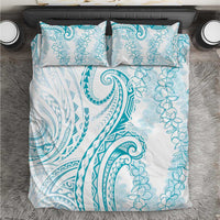 Polynesia Plumeria Lei Bedding Set White Turquoise Curves Motif LT7 Turquoise - Polynesian Pride