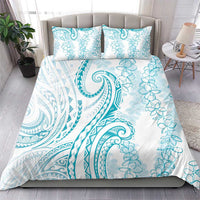 Polynesia Plumeria Lei Bedding Set White Turquoise Curves Motif LT7 - Polynesian Pride
