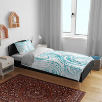 Polynesia Plumeria Lei Bedding Set White Turquoise Curves Motif LT7 - Polynesian Pride
