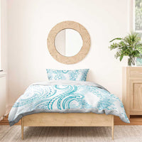 Polynesia Plumeria Lei Bedding Set White Turquoise Curves Motif LT7 - Polynesian Pride