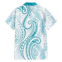 Polynesia Plumeria Lei Hawaiian Shirt White Turquoise Curves Motif LT7 - Polynesian Pride