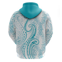 Polynesia Plumeria Lei Hoodie White Turquoise Curves Motif LT7 - Polynesian Pride