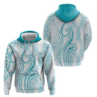 Polynesia Plumeria Lei Hoodie White Turquoise Curves Motif LT7 - Polynesian Pride