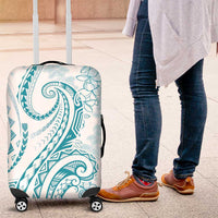 Polynesia Plumeria Lei Luggage Cover White Turquoise Curves Motif LT7 Turquoise - Polynesian Pride