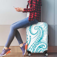 Polynesia Plumeria Lei Luggage Cover White Turquoise Curves Motif LT7 - Polynesian Pride