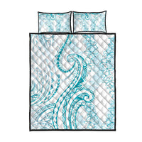 Polynesia Plumeria Lei Quilt Bed Set White Turquoise Curves Motif LT7 - Polynesian Pride