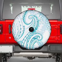 Polynesia Plumeria Lei Spare Tire Cover White Turquoise Curves Motif LT7 - Polynesian Pride