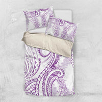 Polynesia Plumeria Lei Bedding Set White Violet Curves Motif LT7 US Twin 172cm x 218cm Violet - Polynesian Pride