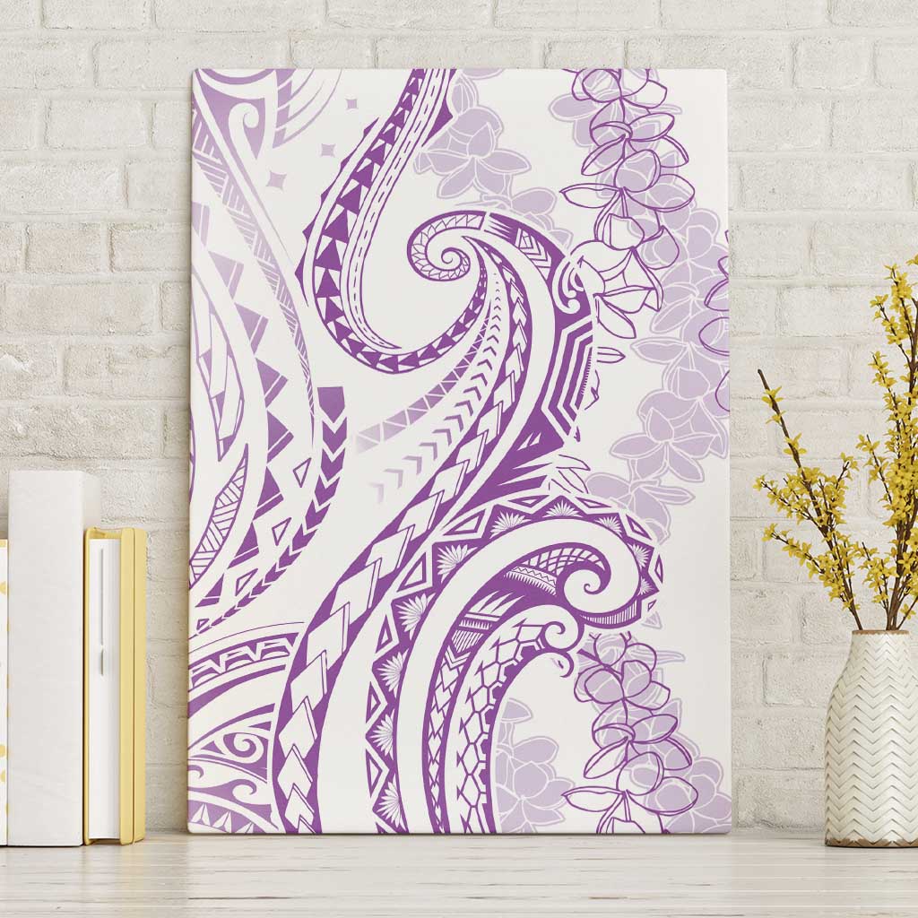 Polynesia Plumeria Lei Canvas Wall Art White Violet Curves Motif LT7 Without Frame Violet - Polynesian Pride
