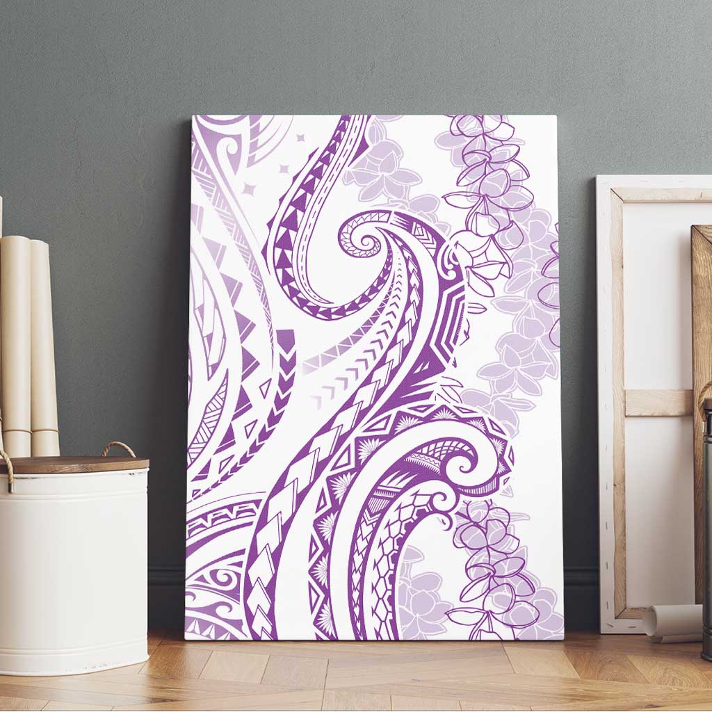 Polynesia Plumeria Lei Canvas Wall Art White Violet Curves Motif LT7 - Polynesian Pride