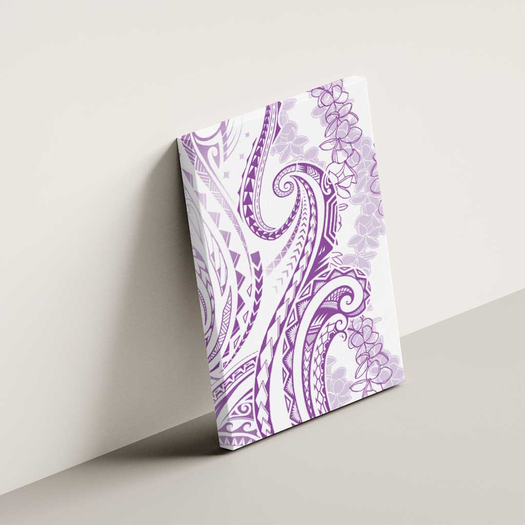 Polynesia Plumeria Lei Canvas Wall Art White Violet Curves Motif LT7 - Polynesian Pride