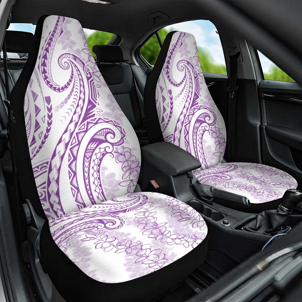 Polynesia Plumeria Lei Car Seat Cover White Violet Curves Motif LT7 One Size Violet - Polynesian Pride
