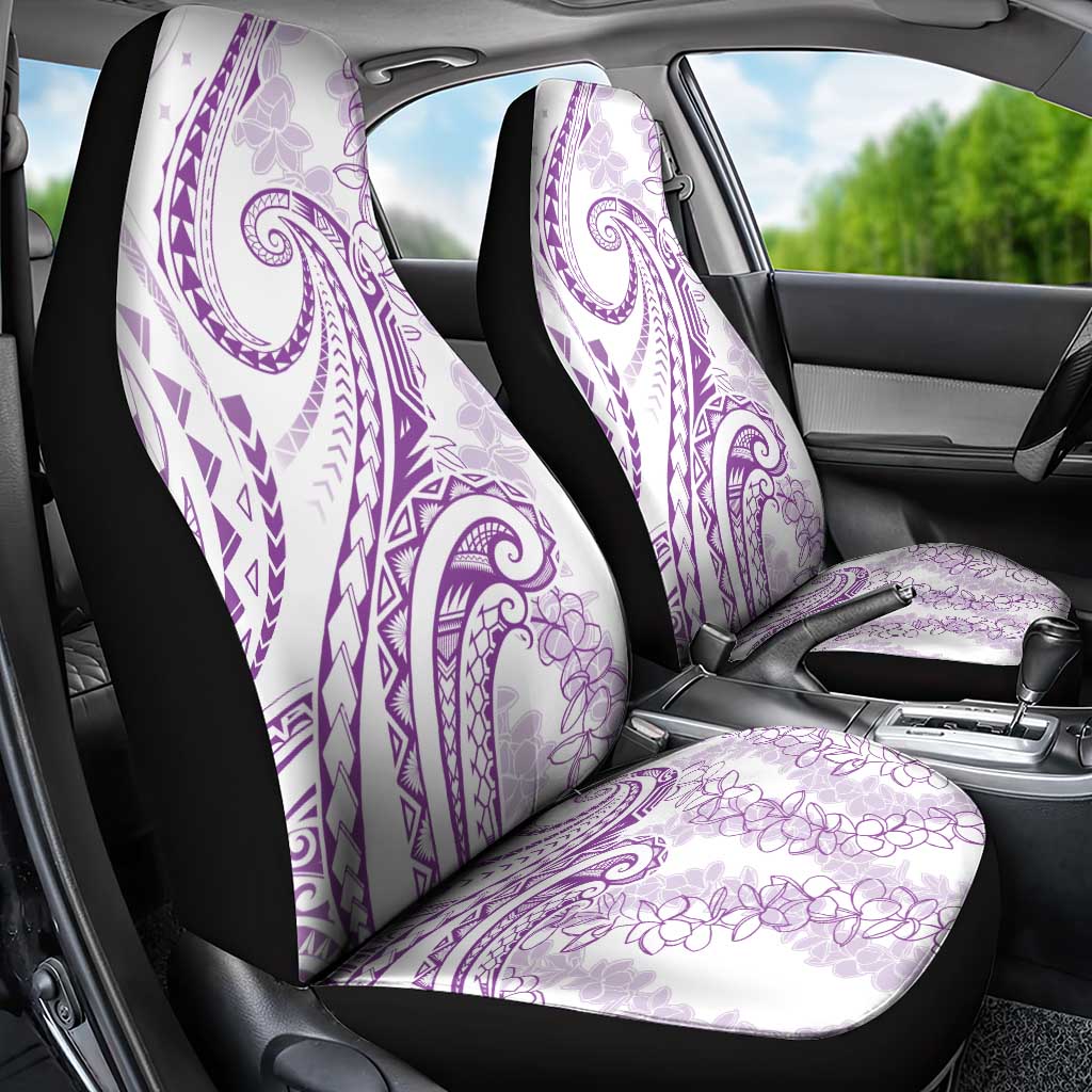 Polynesia Plumeria Lei Car Seat Cover White Violet Curves Motif LT7 - Polynesian Pride