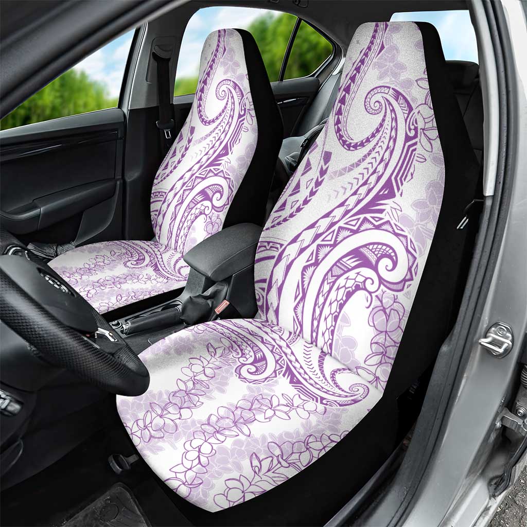 Polynesia Plumeria Lei Car Seat Cover White Violet Curves Motif LT7 - Polynesian Pride