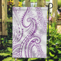 Polynesia Plumeria Lei Garden Flag White Violet Curves Motif LT7 Garden Flag Violet - Polynesian Pride